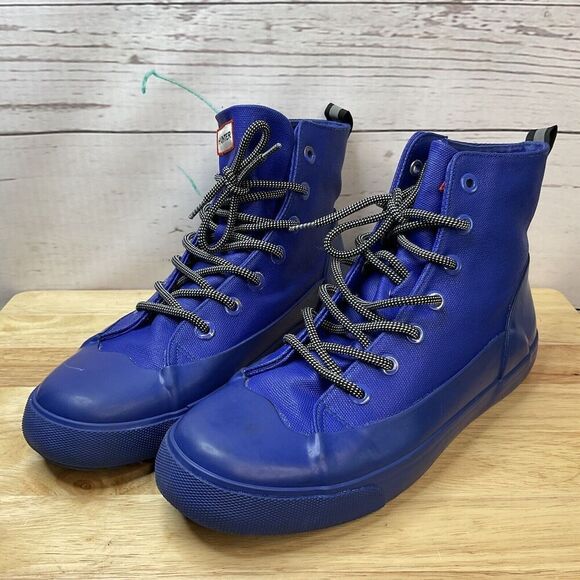 Hunter Men’s Size 9 Royal Blue High Top Sneakers - Unisex Rubber Waterproof W-11 - Picture 1 of 12